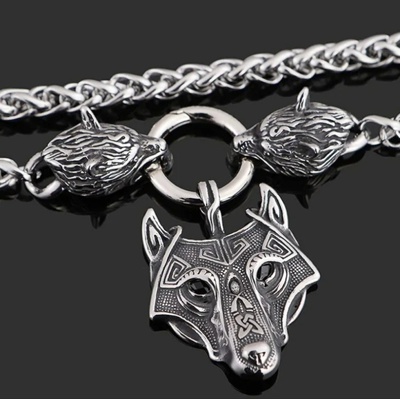 New! MEN'S Nordic Wolf Pendant Necklace. - Picture 5 of 5